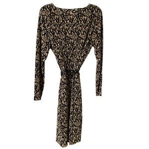 Sam Edelman Plisse Pleated Belted Shift Dress Size 14